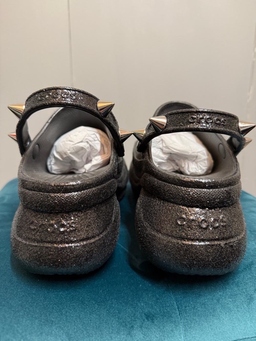 NEW Black Crocs Classic Bae Glitter Stud Clog - Picture 3 of 7